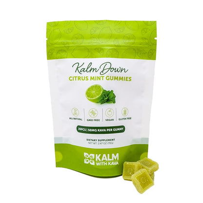 Kava Gummies, Citrus Mint, 50 mg per gummy (20 pieces)
