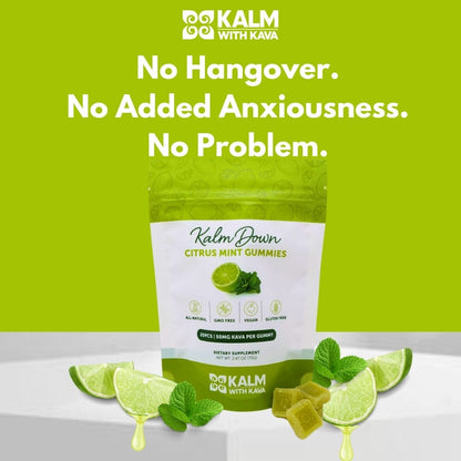 Kava Gummies, Citrus Mint, 50 mg per gummy (20 pieces)